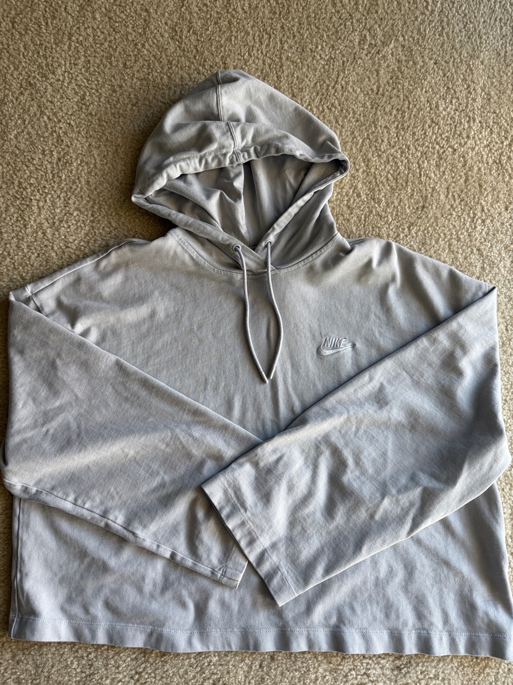 Nike Light Gray Hooded Pullover Sweatshirt